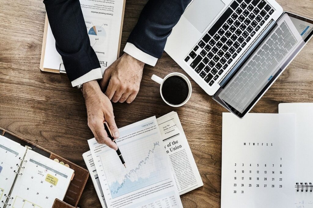 businessman, laptop, stocks, stock exchange, broker, chart, reports, accounting records, calculations, notebook, flat lay, broker, broker, broker, broker, broker
